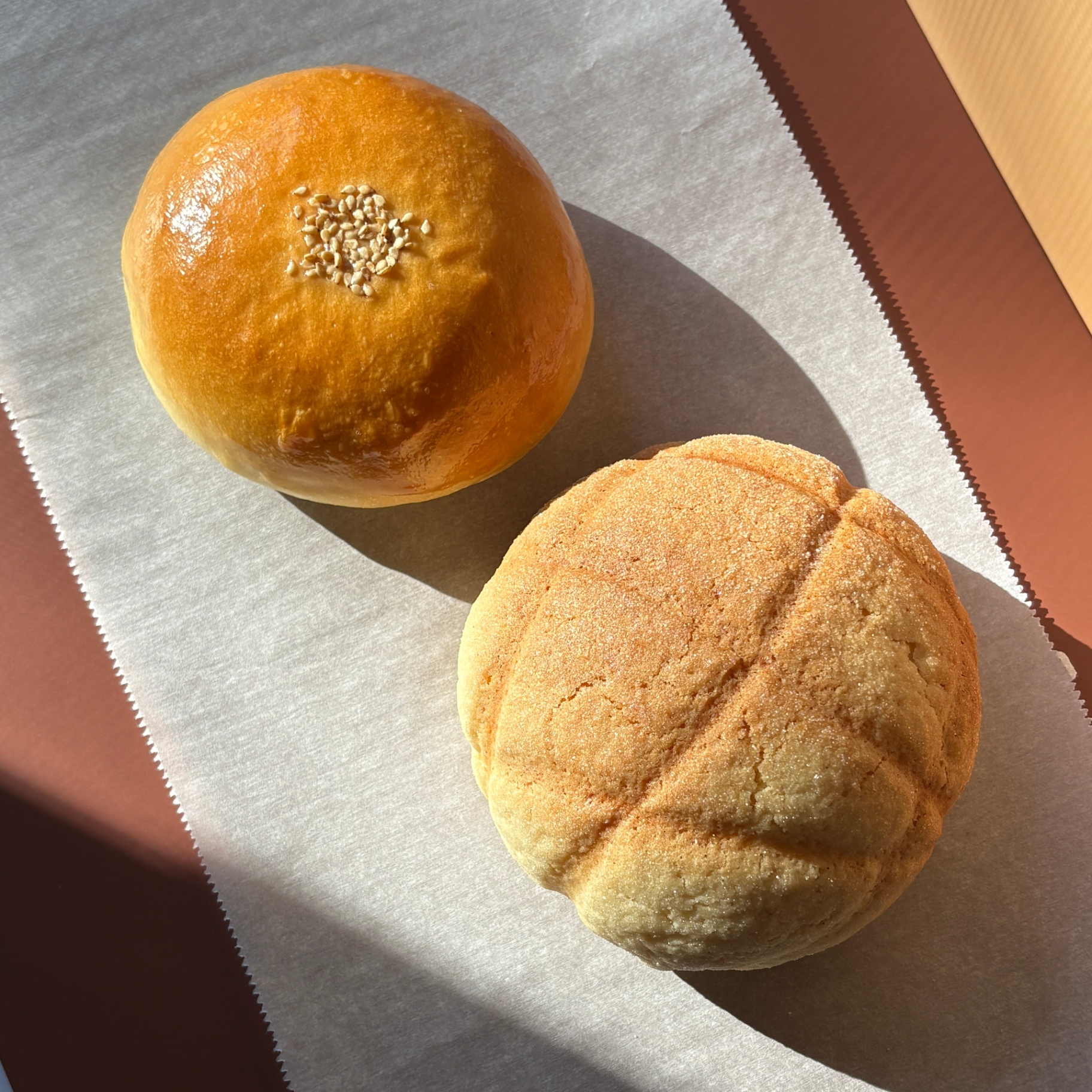 Red bean and melon bun showcase